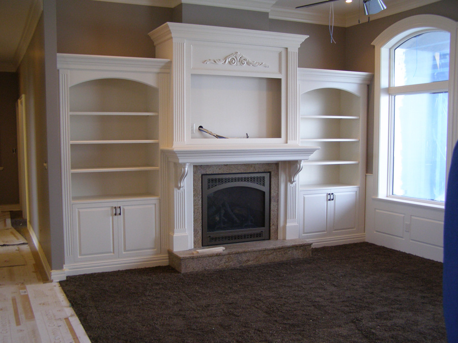 Bookcases and Fireplace